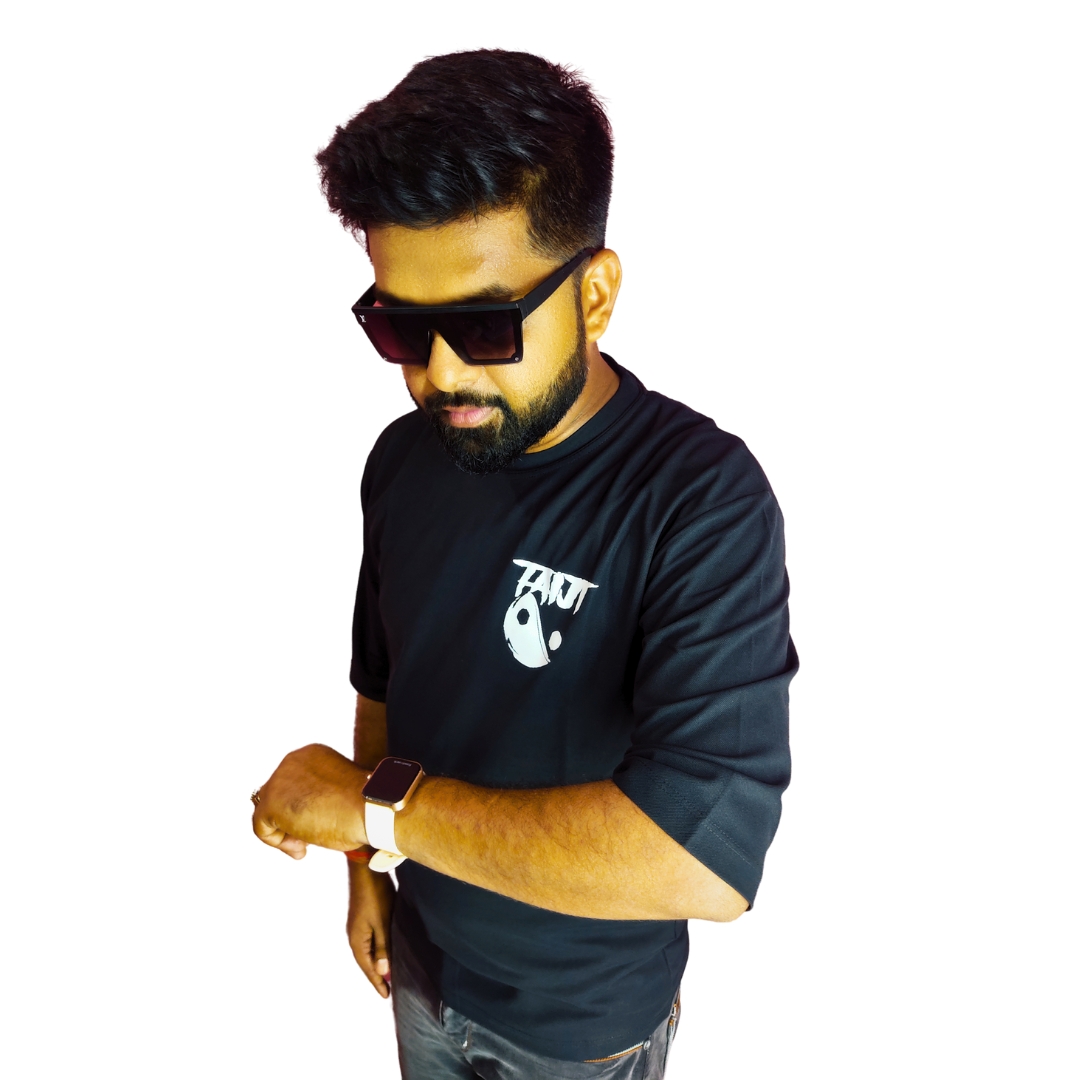 Black Down Shoulder Round Neck Back Printed Cotton Matty T-shirt. - Image 4